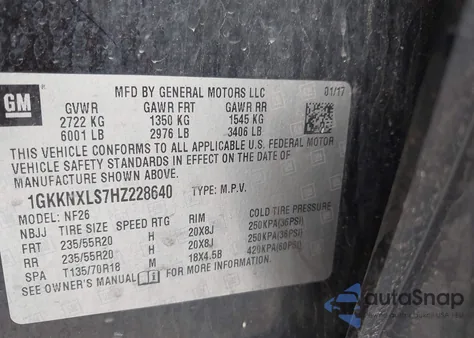 2017 GMC Acadia Denali из США, поврежденный, VIN 1GKKNXLS7HZ228640